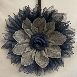 Navy Blue and Gray Floral Wreath
